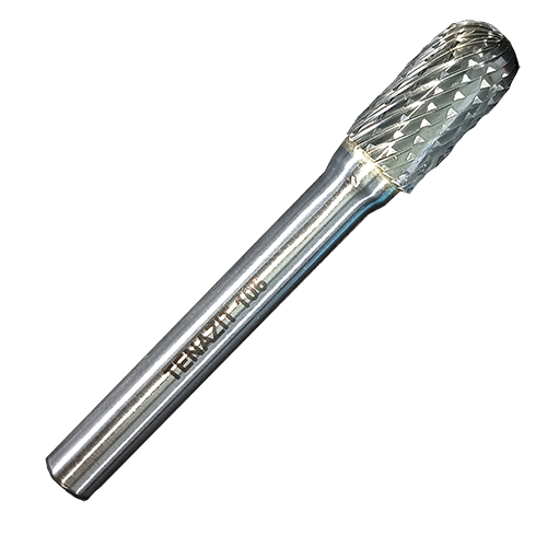 Lima rotativa de carburo de tungsteno cilíndrica punta redonda tipo sc-3 de 3/8" x 3/4" x 1/4" de doble filo para desbaste pesado