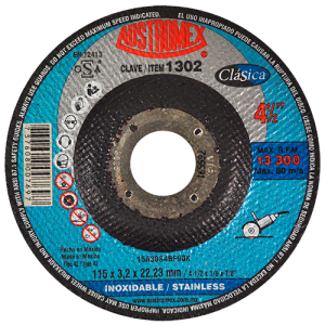 Disco de 4-1/2" x 1/8" x 7/8" con centro deprimido para corte de acero inoxidable, clásica