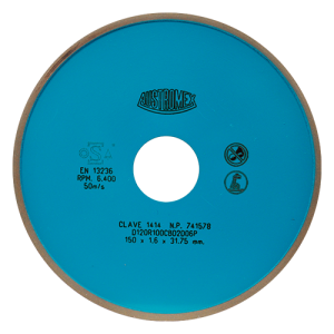 Rueda de diamante tipo 14a1 de 6" x 1/4" x 1-1/4" en g 120 y concentración 100, oro