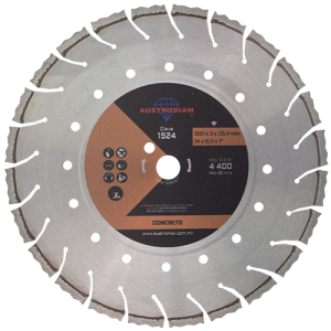 Disco de diamante segmentado de 14" naranja para corte de concreto curado, bronce