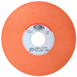 Rueda abrasiva vitrificada naranja de 7" x 1/8" x 1-1/4" en g 120 para rectificado de acero