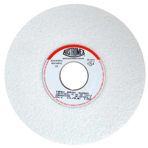 Rueda abrasiva vitrificada blanca de 7" x 1/2" x 1-1/4" en g 46 para rectificado de acero
