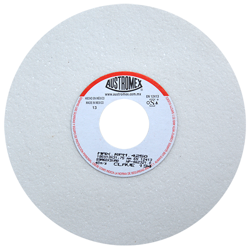 Rueda abrasiva vitrificada blanca de 7" x 1/2" x 1-1/4" en g 60 para rectificado de acero