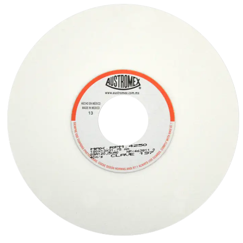 Rueda abrasiva vitrificada blanca de 7" x 1/2" x 1-1/4" en g 120 para rectificado de acero