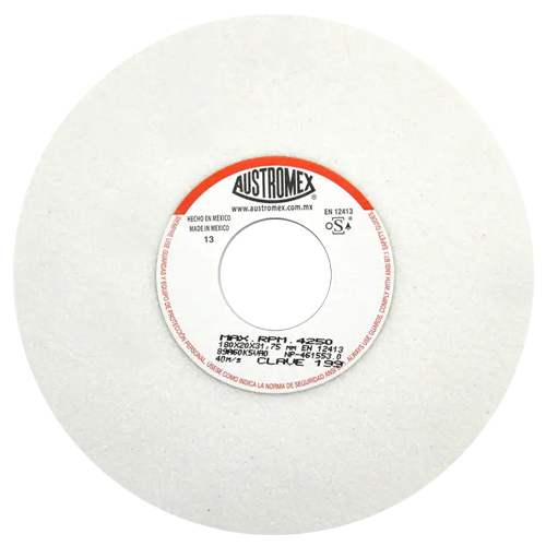 Rueda abrasiva vitrificada blanca de 7" x 3/4" x 1-1/4" en g 60 para rectificado de acero