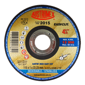 Disco de 4-1/2" x 0.04" x 7/8" para corte preciso de acero inoxidable, easy-cut