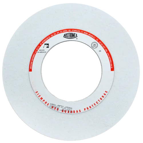Rueda abrasiva vitrificada blanca de 12" x 1-1/2" x 5" en g 60 para rectificado de acero