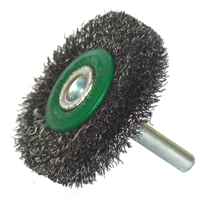 Cepillo circular de 2-3/4" de alambre ondulado de acero inoxidable calibre 0.012" con vástago de 1/4", magma