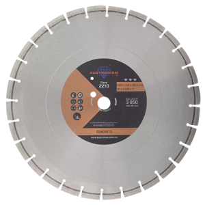 Disco de diamante segmentado de 16" naranja para corte de concreto curado, oro