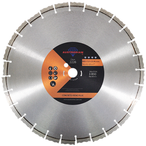Disco de diamante segmentado de 16" naranja para corte de carreteras de concreto en zona de agregado suave