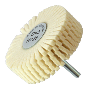 Rueda flap de felpa de 3" x 1" con vástago de 1/4" para pulido con pastas