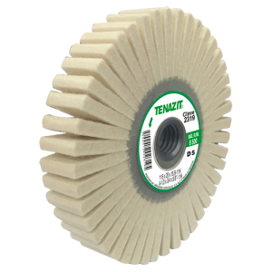 Rueda flap de lamelas de felpa de 4-1/2" x 3/4" con rosca 5/8"-11h para pulido con pastas