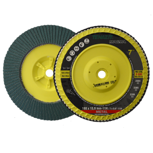 Disco laminado de 7" con respaldo de plástico y rosca 5/8"-11h en g 80, magma