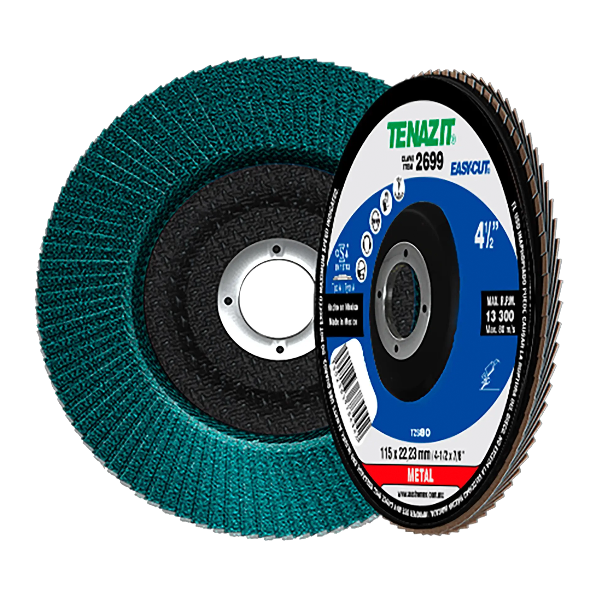 Disco laminado tipo a de 4-1/2" en g 80 para desbaste de metal y acero inoxidable, easy-cut