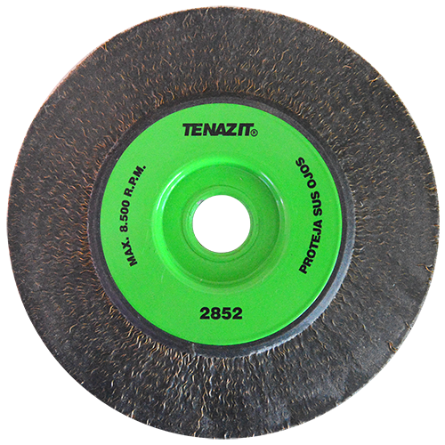 Cepillo circular de 7" de alambre ondulado calibre 0.012" con barreno de 7/8", encapsulado