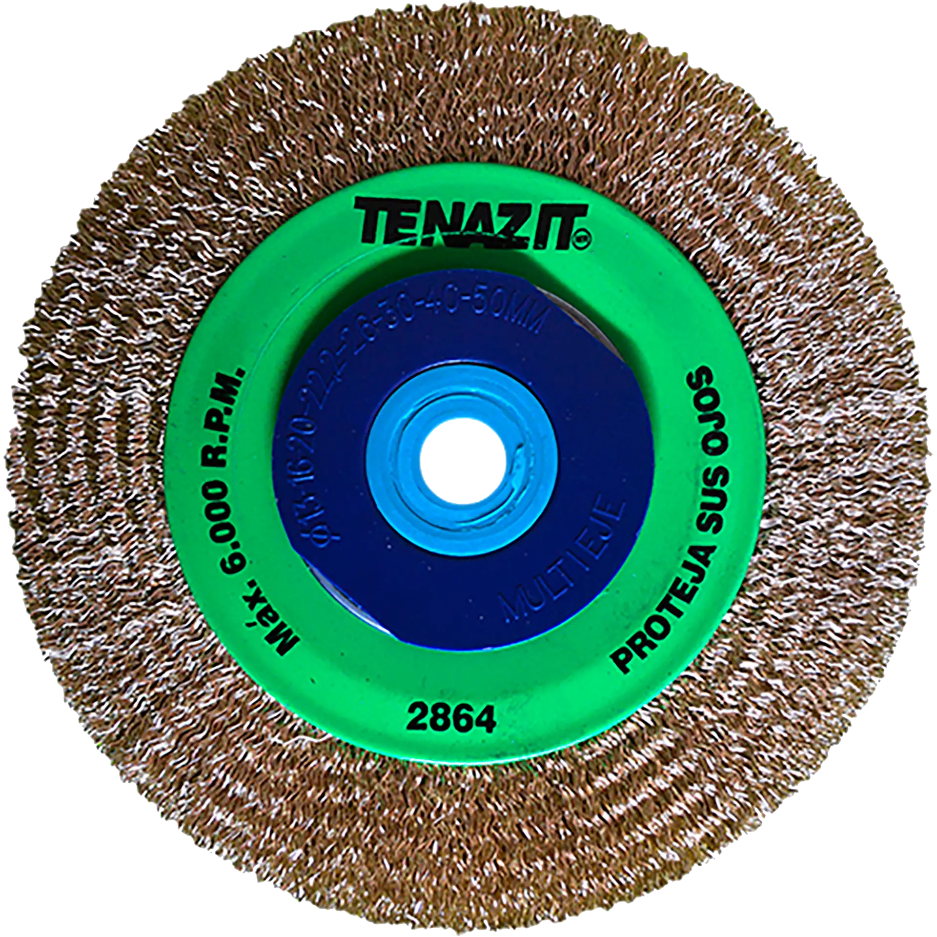 Cepillo circular de 6" de alambre ondulado latonado calibre 0.012" con entrada multieje, kreator