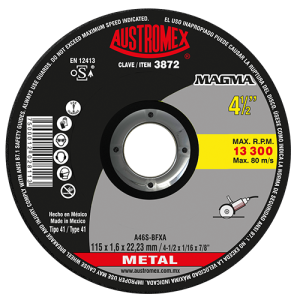 Disco de 4-1/2" x 1/16" x 7/8" para corte de metal, magma