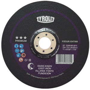 Disco de 7"  x 9/32" x 7/8"con centro deprimido para desbaste de metal, tyrolit focur