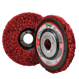 Disco de 4-1/2" con centro deprimido de fibra roja para superlimpieza de metales