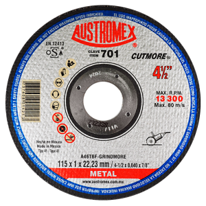 Disco de 4-1/2" x 0.04" x 7/8" para corte preciso de metal, cutmore