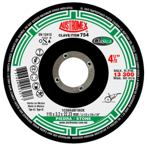 Disco de 4-1/2" x 1/8" x 7/8" con centro deprimido para corte de piedra