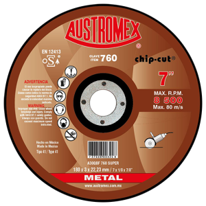 Disco de 7" x 1/8" x 7/8" para corte de metal, chip-cut