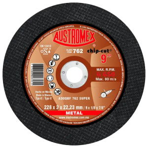 Disco de 9" x 1/8" x 7/8" para corte de metal, chip-cut