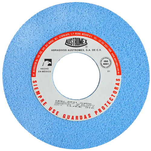 Rueda abrasiva vitrificada azul de 10" x 1" x 3" en g 54 para rectificado de aceros grado herramienta