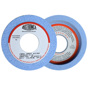 Rueda abrasiva vitrificada tipo 6 azul de 4" x 1-1/2" x 1-1/4" en g 80 para rectificado de aceros grado herramienta