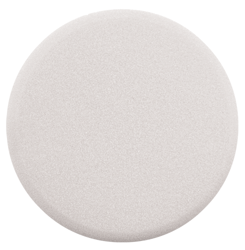 Esponja color blanco de 6" con dureza media y corte medio con sistema de sujeción ultragrip para pulido de pintura