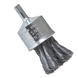 Cepillo tipo copa de 7/8" de alambre trenzado de acero al carbón calibre 0.014" con vástago de 1/4", magma