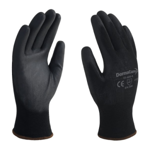 Guante nylon negro con poliuretano no.9
