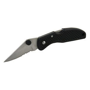 Navaja abatible de acero inoxidable con mango de plástico hoja dentada de 2-3/4"