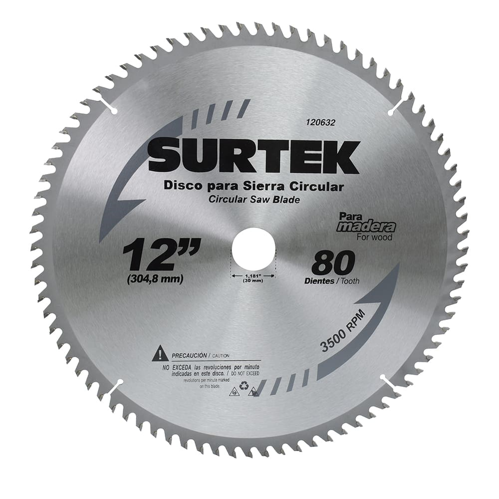 Disco para sierra circular para corte madera 80 dientes, 12"