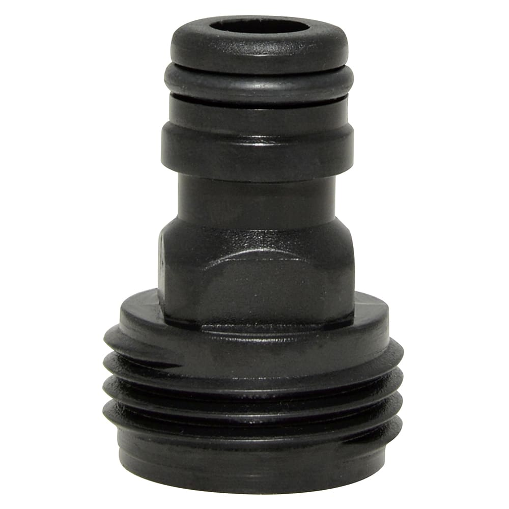 Conector para manguera de riego con sistema clic 3/4" macho