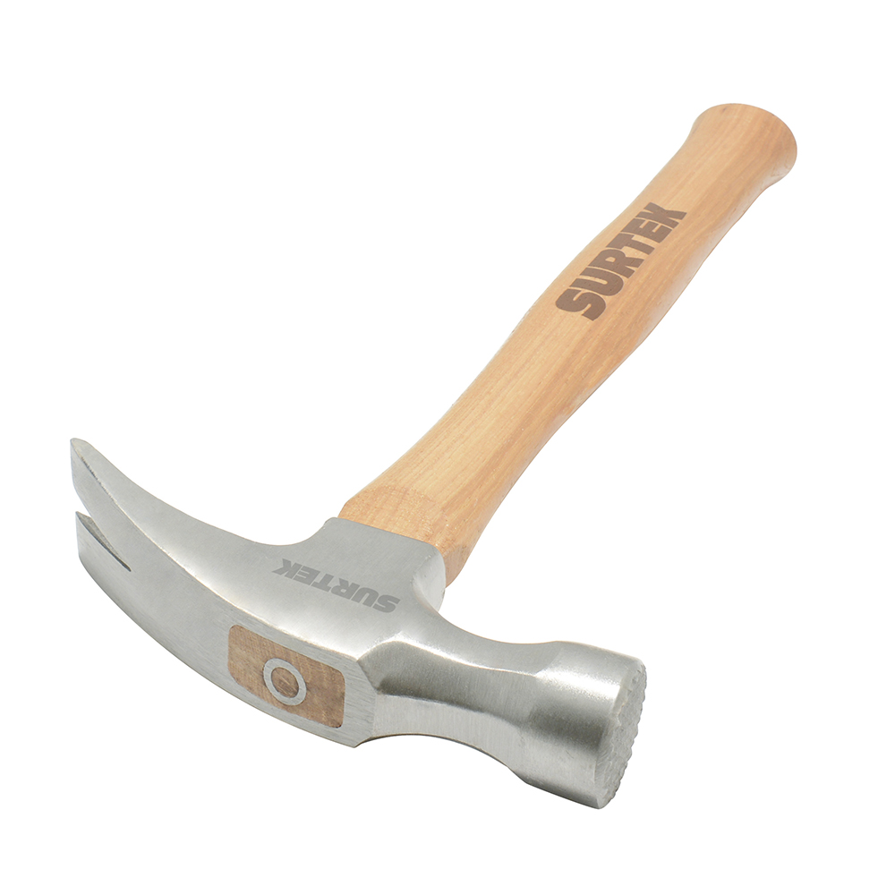 Martillo de uña recta con cabeza fresada con mango de madera de 16", 24 oz