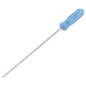Destornillador con mango azul, punta cabinet barra redonda 1/8" x 3"