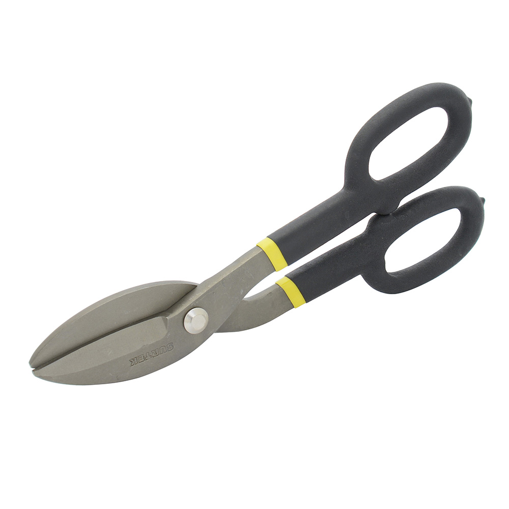 Tijeras para hojalatero con mango rubber grip, angulada 10"