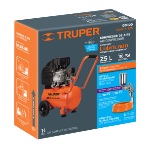 Kit compresor lub, 25l, manguera y pistola grav,127v, truper