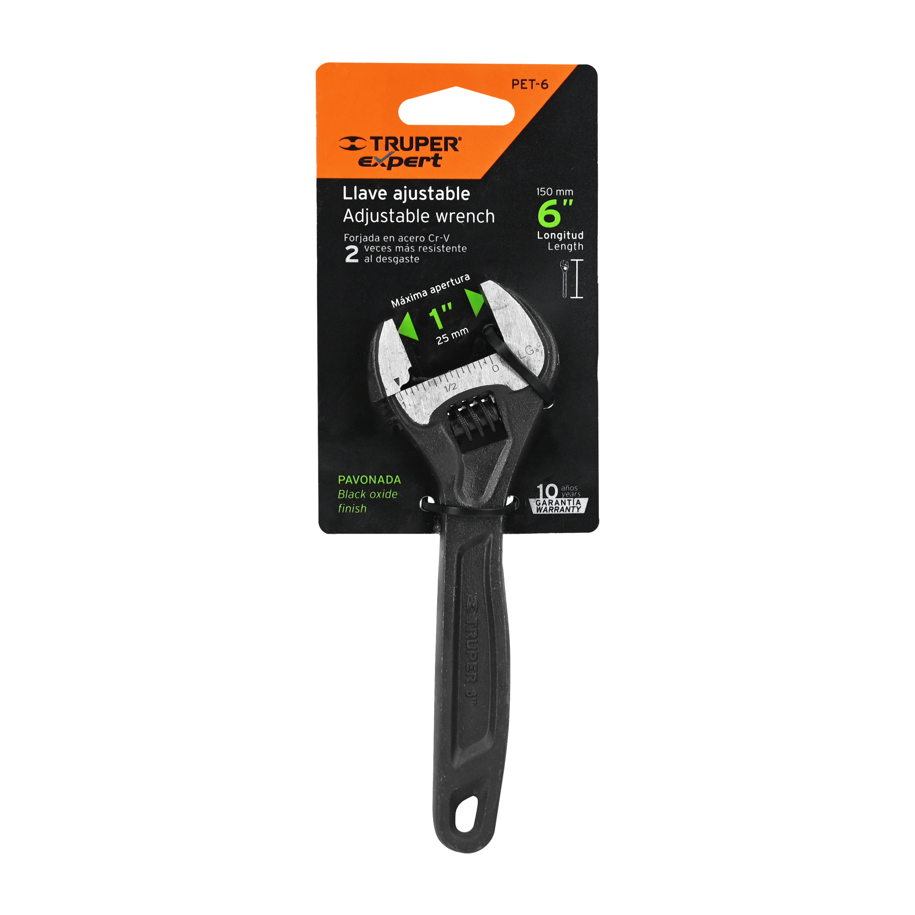 Llave ajustable (perico) 6' profesional pavonada, expert