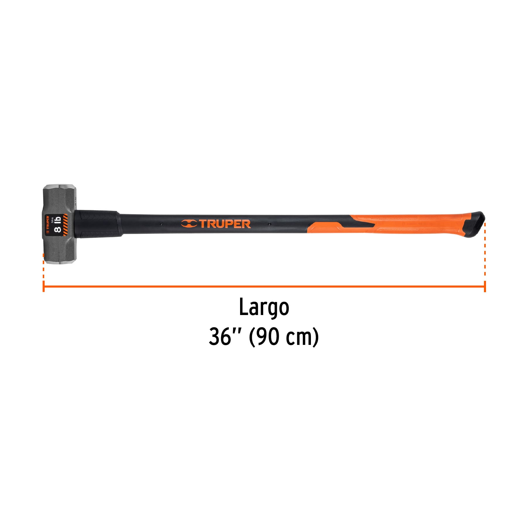 Marro octagonal 8 lb, mango fibra de vidrio 36', truper