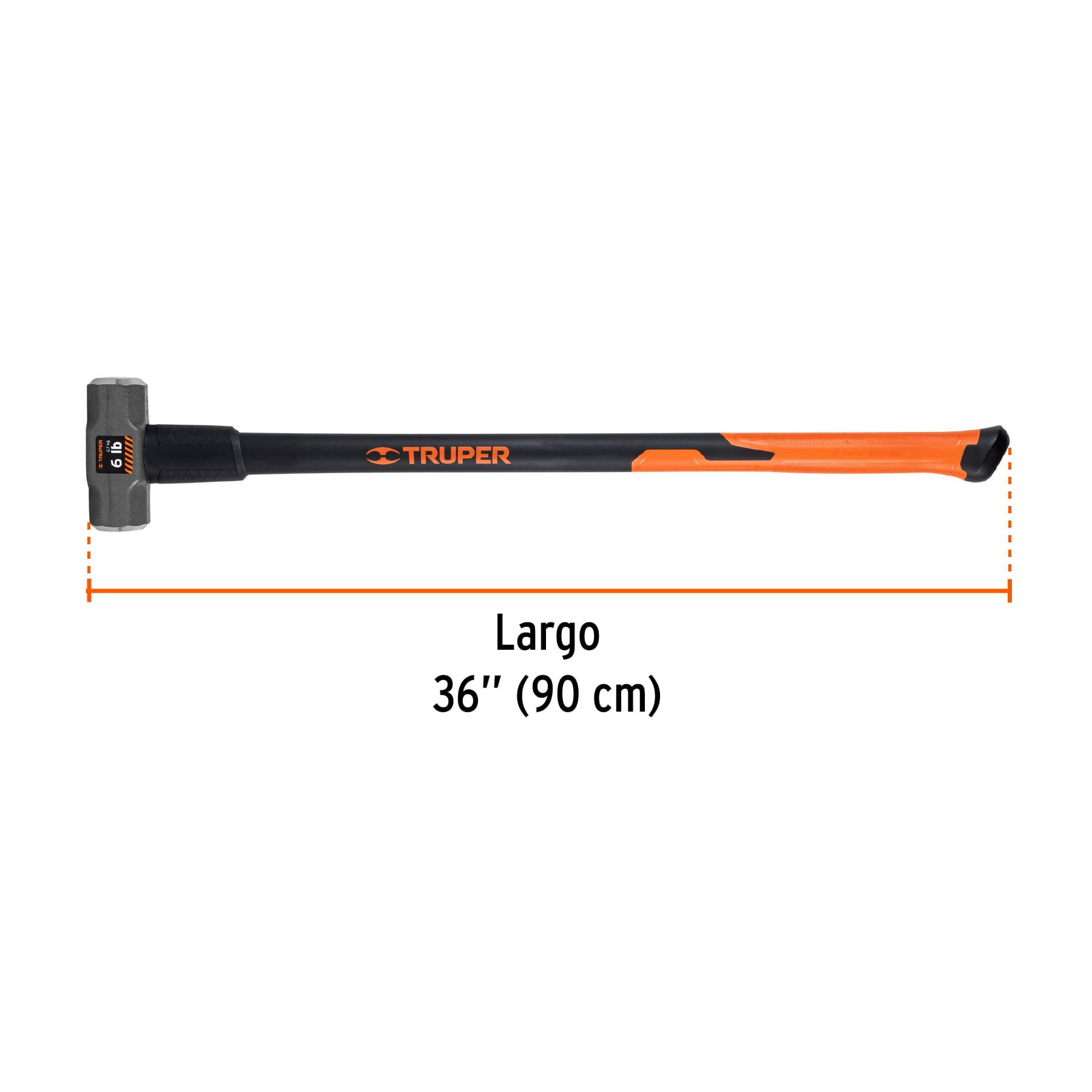 Marro octagonal 6 lb, mango fibra de vidrio 36', truper