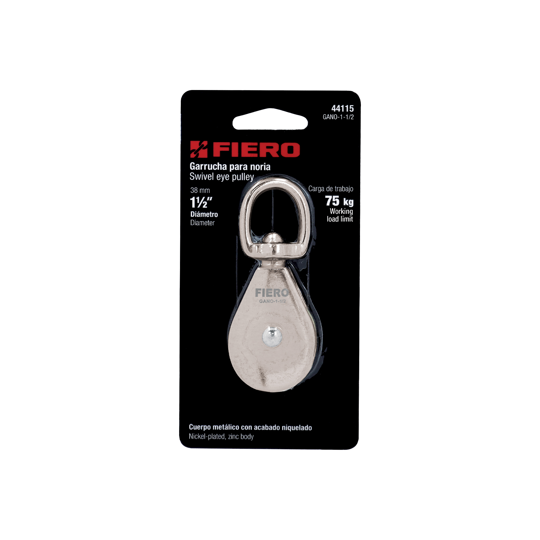 Garrucha metálica para noria de 1-1/2', fiero