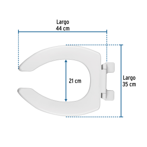 Asiento alargado sin tapa para taza fluxómetro, blanco,foset