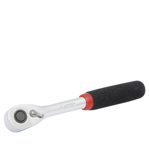 Matraca reversible con mango rubber grip, quick release, para dado cuadro de 1/4"