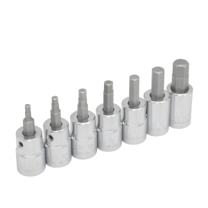Juego de dados punta hexagonal cuadro de 3/8", en pulgadas, 7 piezas