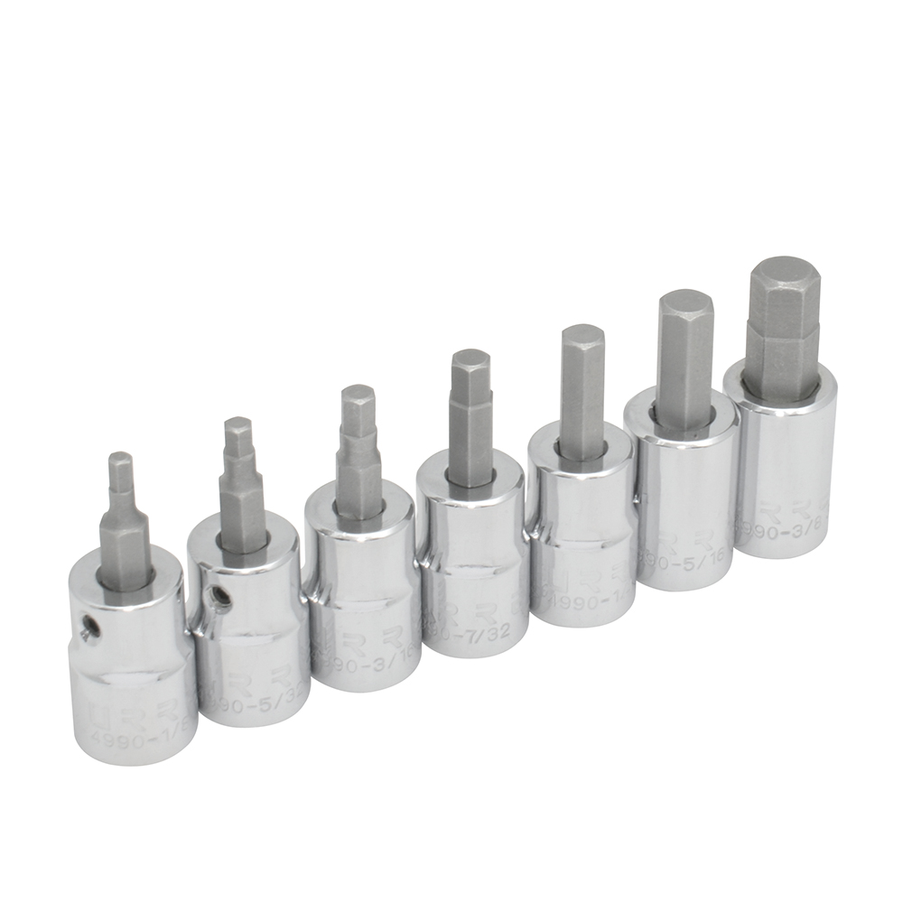 Juego de dados punta hexagonal cuadro de 3/8", en pulgadas, 7 piezas