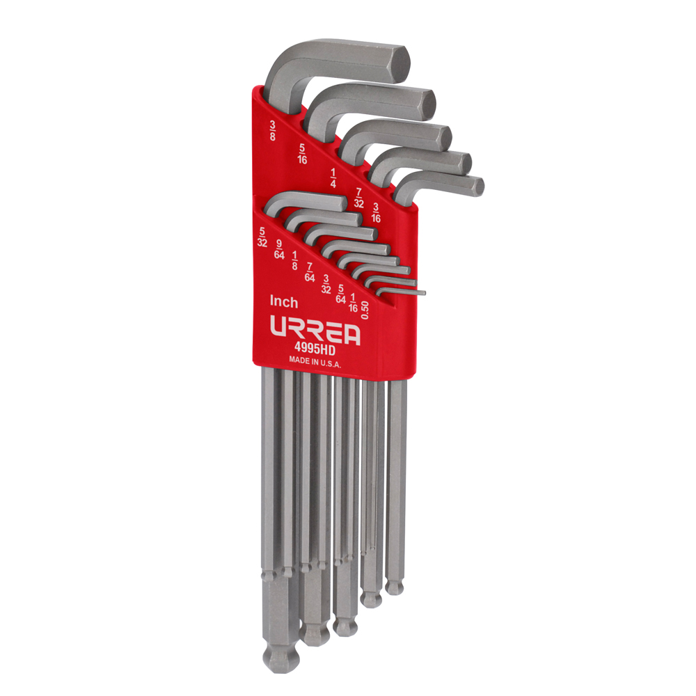 Juego de llaves hexagonales tipo "l" punta de bola, en pulgadas, 13 piezas