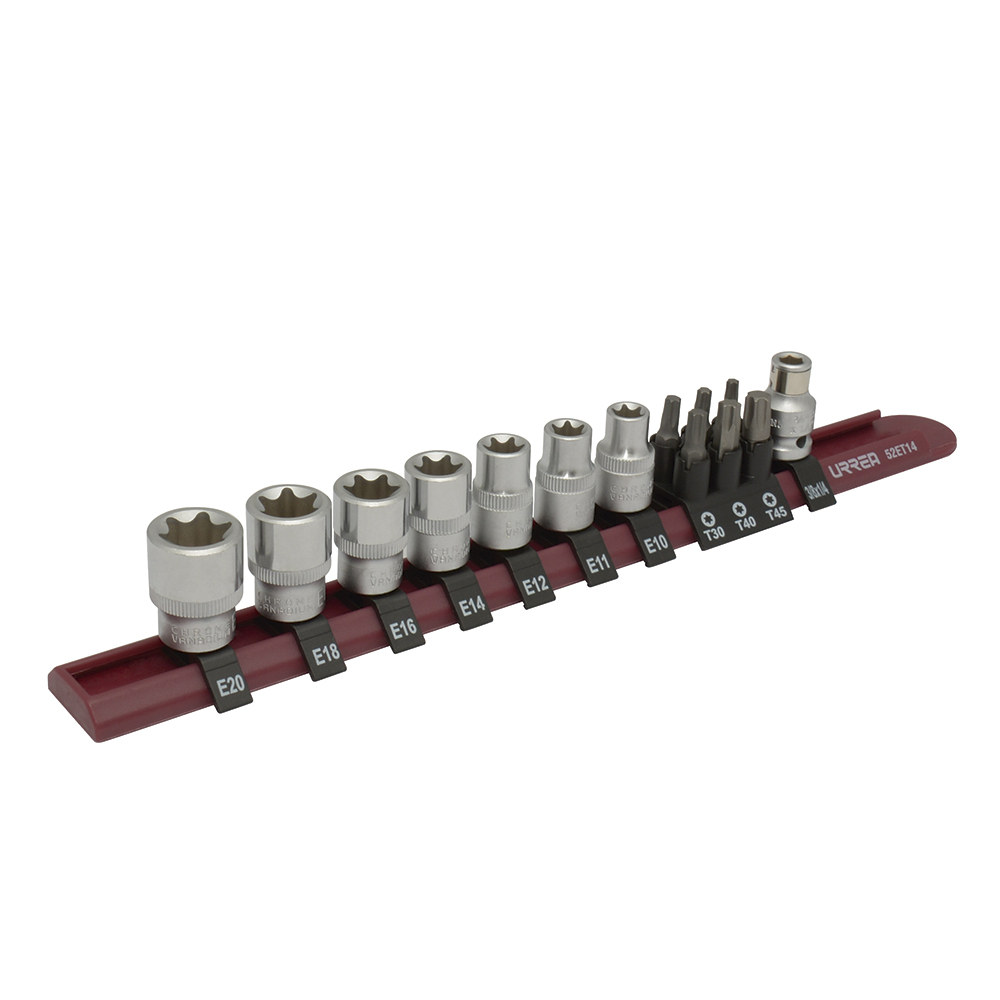 Juego de dados con punta torx y torx hembra cuadro de 3/8", 14 piezas