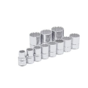 Juego de dados cuadro de 1/2", 12 puntas, en pulgadas,11 piezas